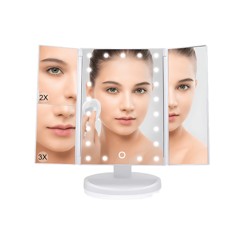 Trifold Dimmable LED Magnifying Makeup Mirror